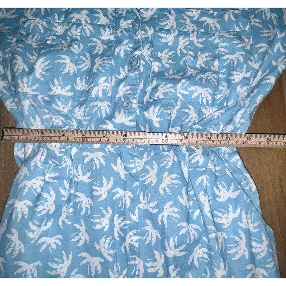 VTG 80s Taurus II Palm Tree Union Made Shoulder Pads Midi Dress Womens 12 Green - Picture 9 of 10